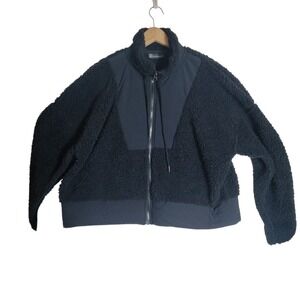 New York & Company Black Faus Shurpa Cropped Jacket Woman's Sz XL NWT